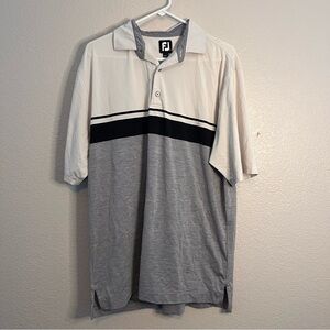 FJ FootJoy Men's Black and Gray Polo Golf Shirt size Large